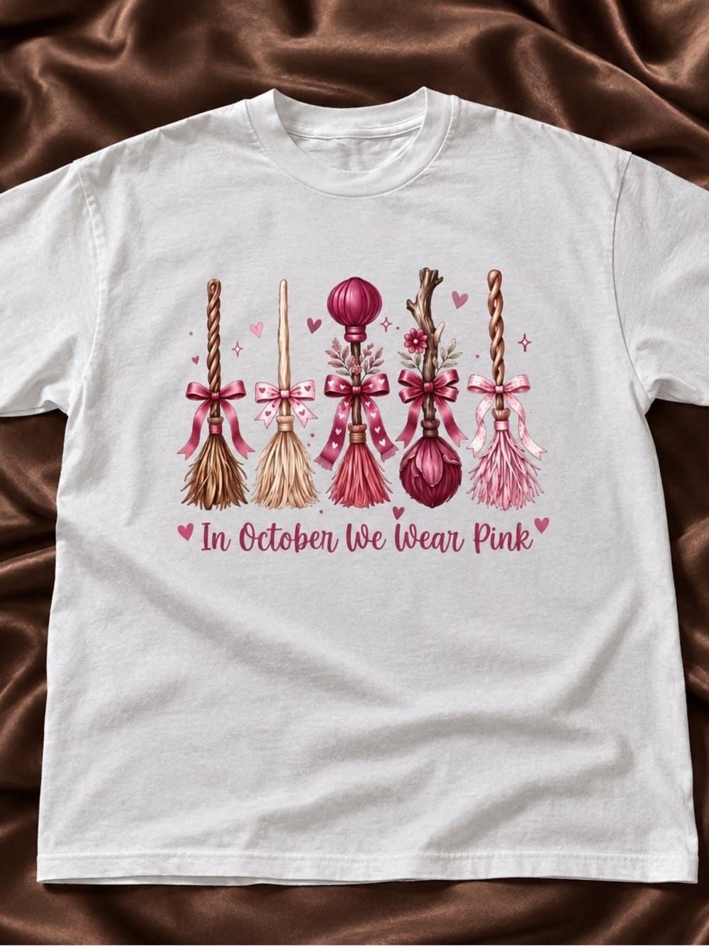 Pink Broomstick Gildan White Tee Graphic
